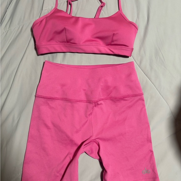 ALO Yoga Other - ALO Yoga Vibrant Pink Sports Bra and Biker Short Set XS